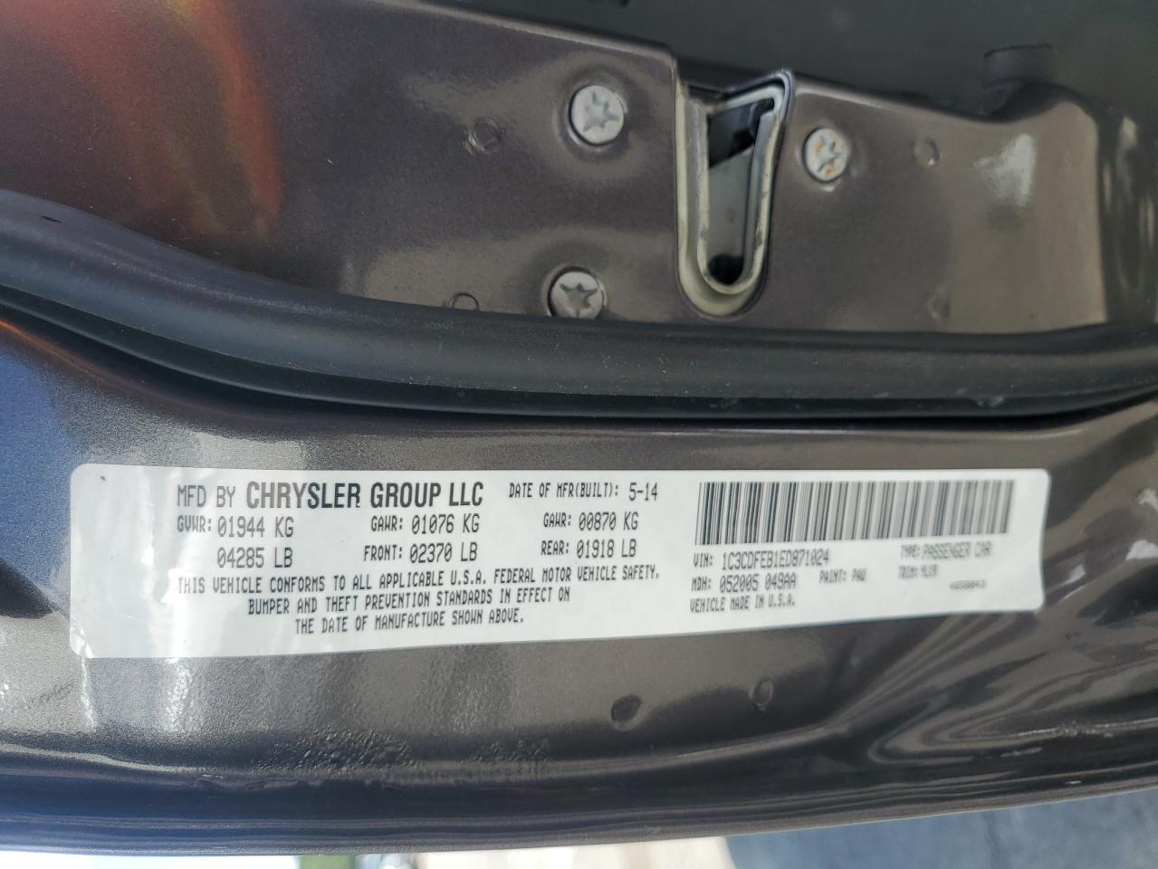 2014 Dodge Dart Gt VIN: 1C3CDFEB1ED871024 Lot: 68368375