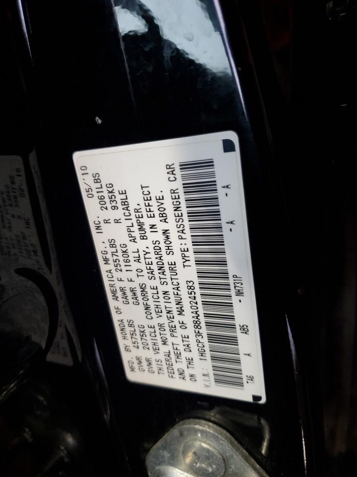 2010 Honda Accord Exl VIN: 1HGCP3F88AA024583 Lot: 70602795