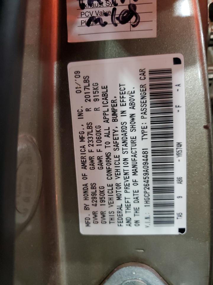 2009 Honda Accord Lxp VIN: 1HGCP26459A094481 Lot: 68747925