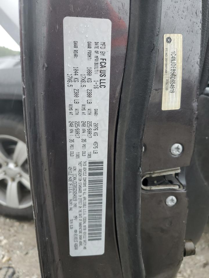 2016 Jeep Compass Latitude VIN: 1C4NJDEB5GD654919 Lot: 69722975