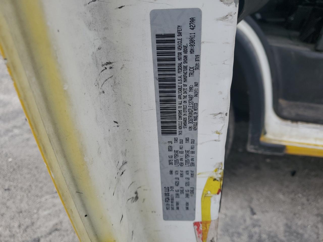 3C6TRVAG7LE127407 2020 Ram Promaster - Trucks Delivery Van