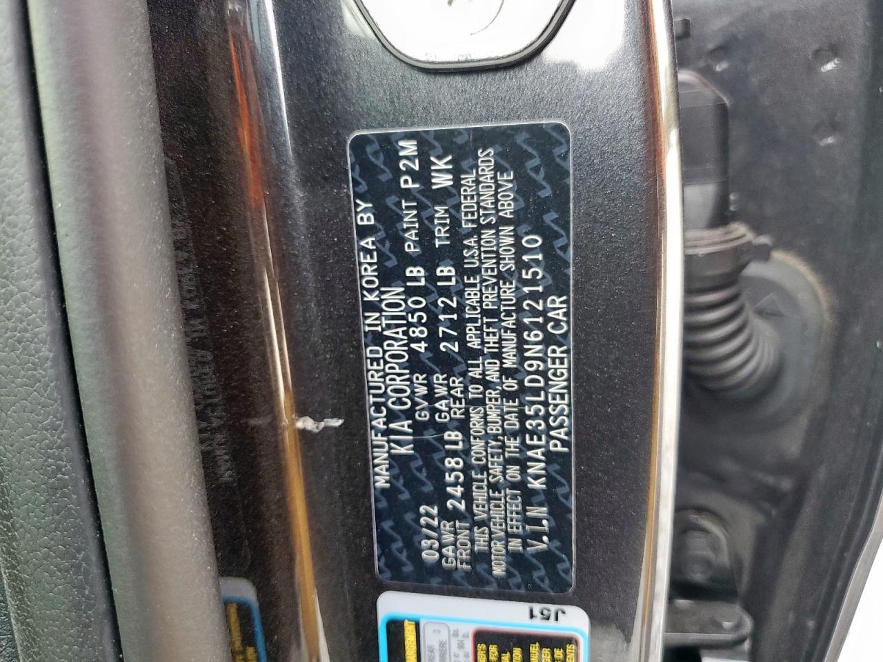 2022 Kia Stinger Gt Line VIN: KNAE35LD9N6121510 Lot: 70386815