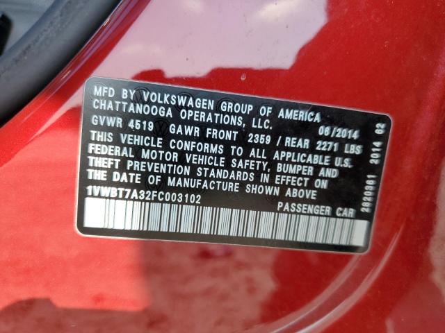 2015 VOLKSWAGEN PASSAT SE