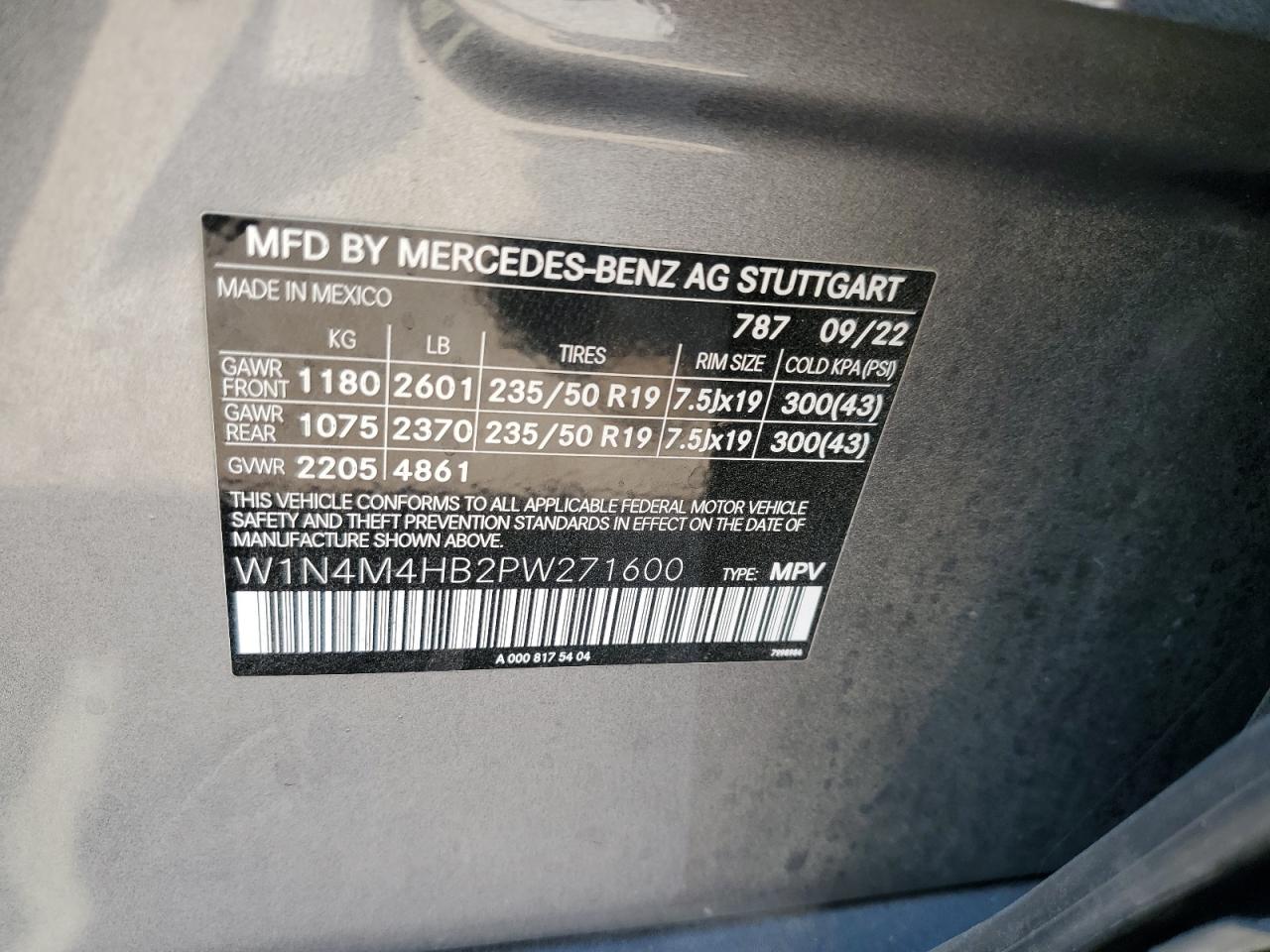 2023 Mercedes-Benz Glb 250 4Matic VIN: W1N4M4HB2PW271600 Lot: 68926545