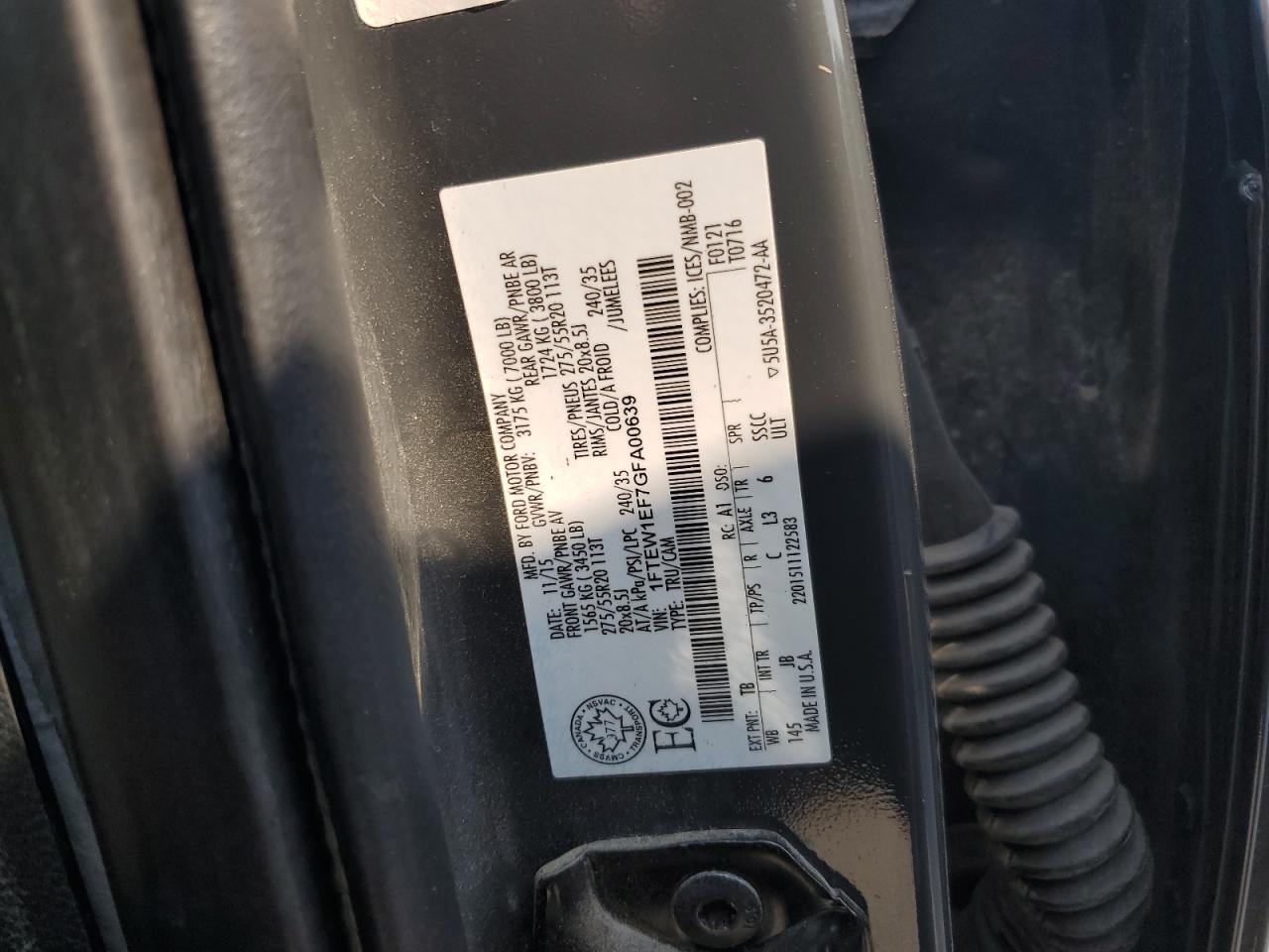 2016 Ford F150 Supercrew VIN: 1FTEW1EF7GFA00639 Lot: 67607205