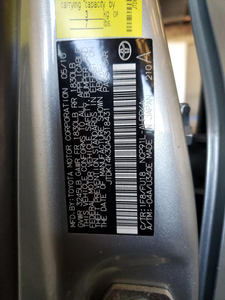 2010 Toyota Yaris VIN: JTDKT4K30A5318431 Lot: 70005315