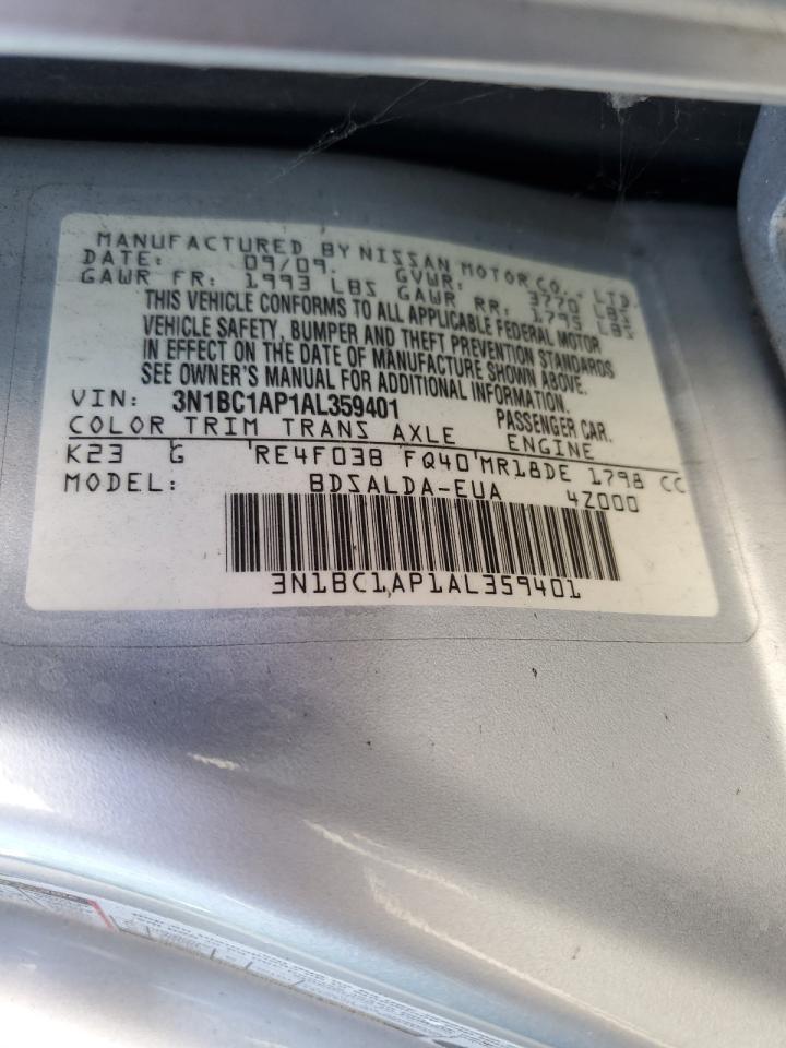 2010 Nissan Versa S VIN: 3N1BC1AP1AL359401 Lot: 70428765