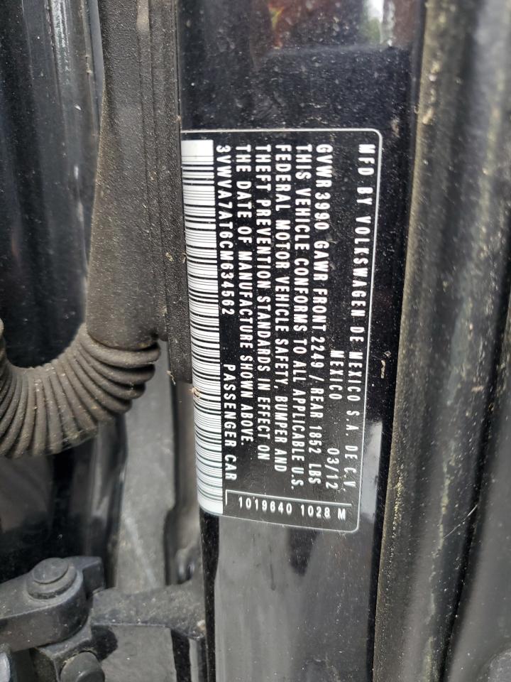 2012 Volkswagen Beetle Turbo VIN: 3VWVA7AT6CM634562 Lot: 68162815