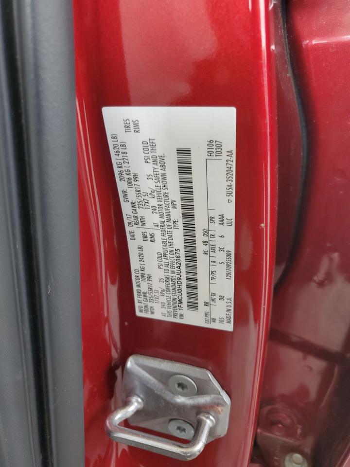 2018 Ford Escape Sel VIN: 1FMCU0HD9JUA20875 Lot: 68367285