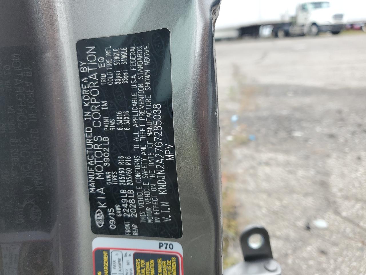 2016 Kia Soul VIN: KNDJN2A27G7285038 Lot: 69730395