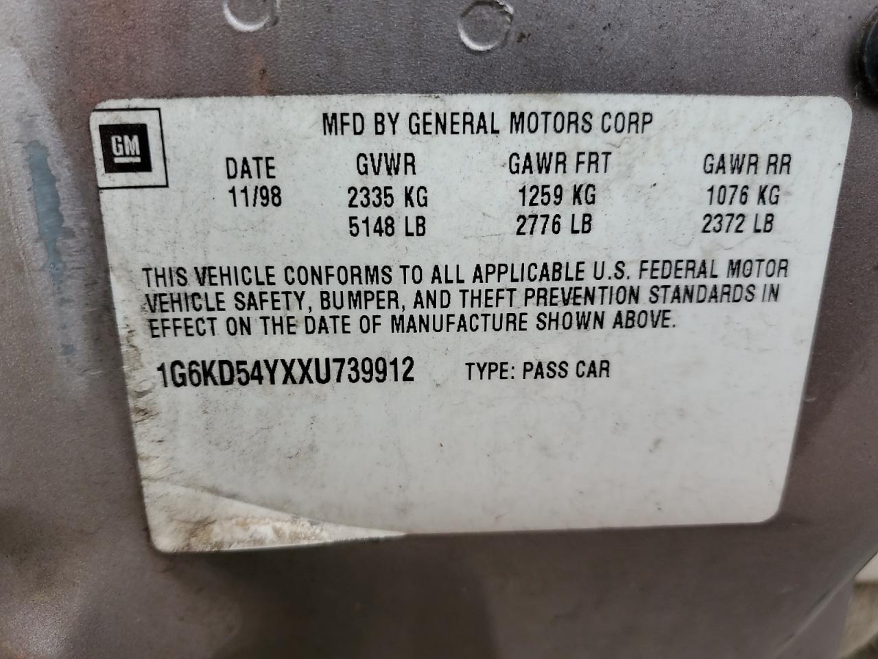 1999 Cadillac Deville VIN: 1G6KD54YXXU739912 Lot: 70653015