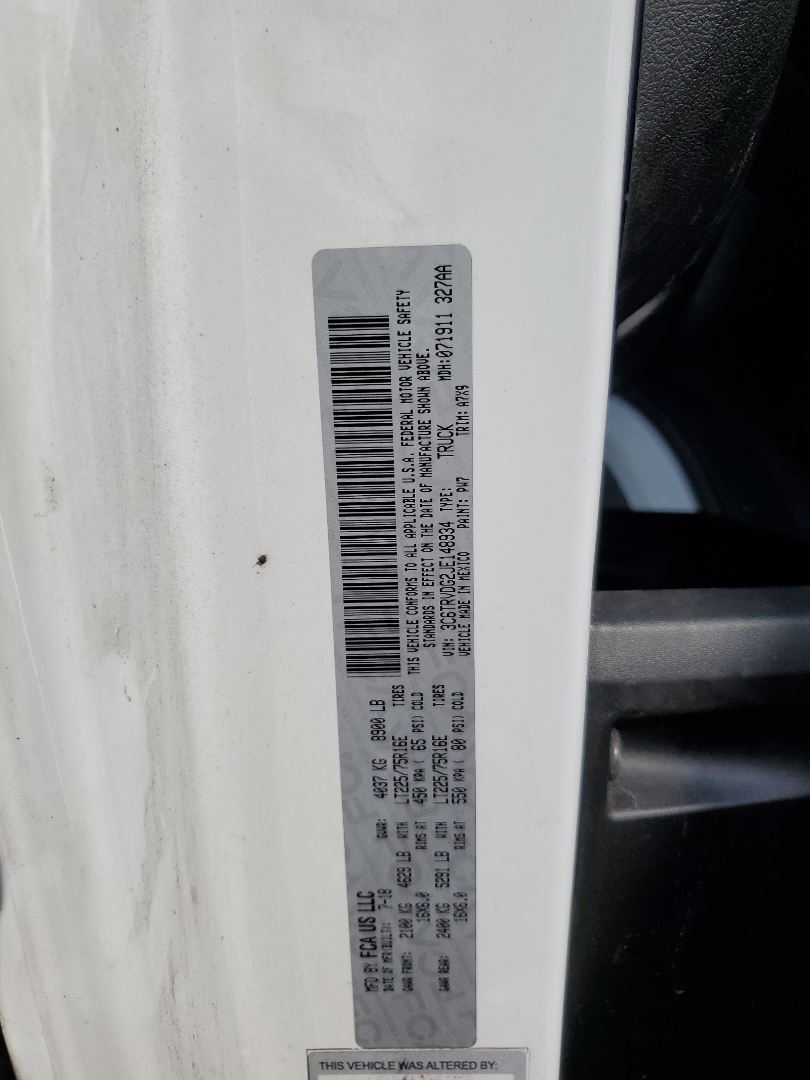 3C6TRVDG2JE148934 2018 Ram Promaster 2500 2500 High