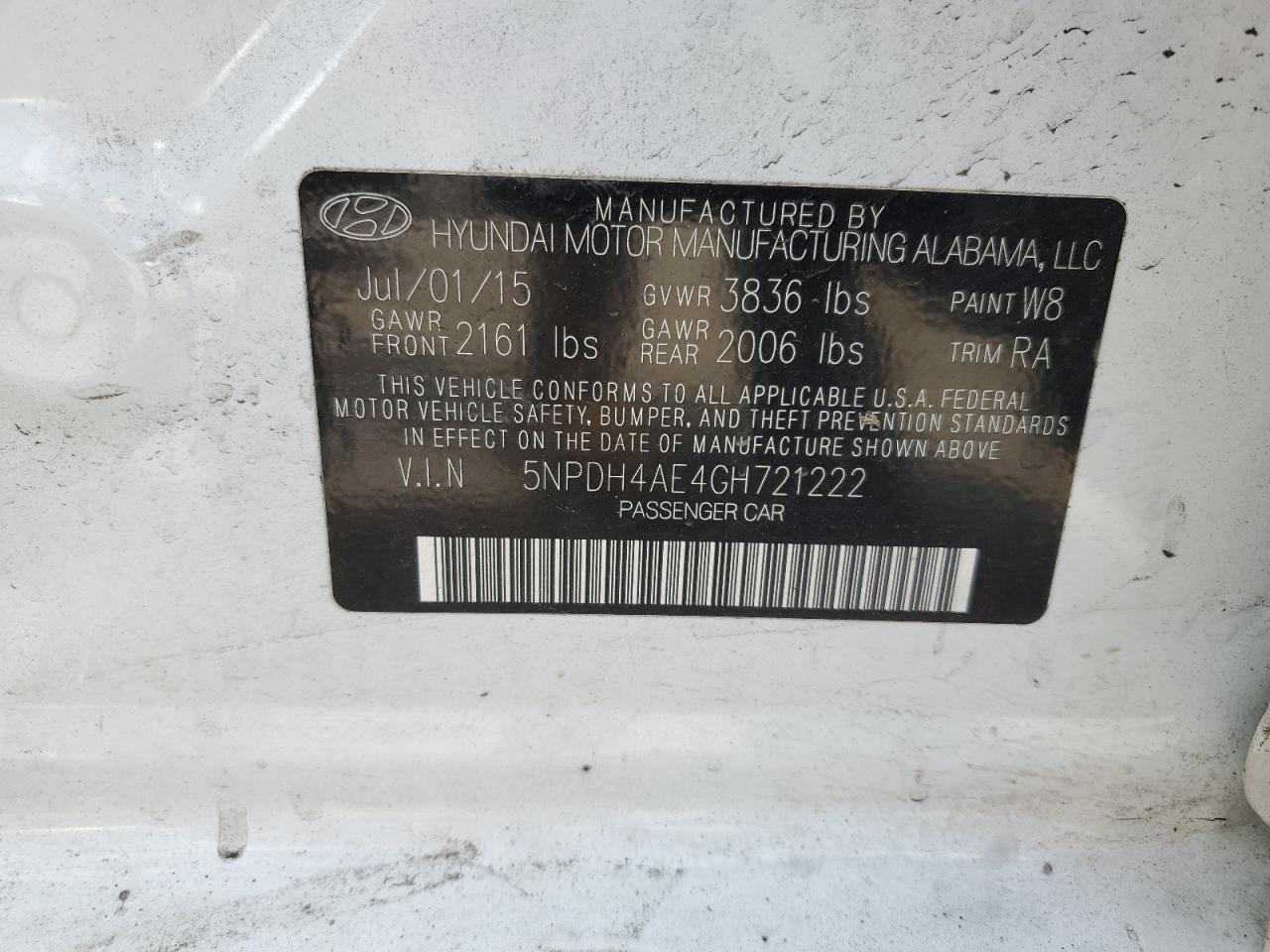 5NPDH4AE4GH721222 2016 Hyundai Elantra Se