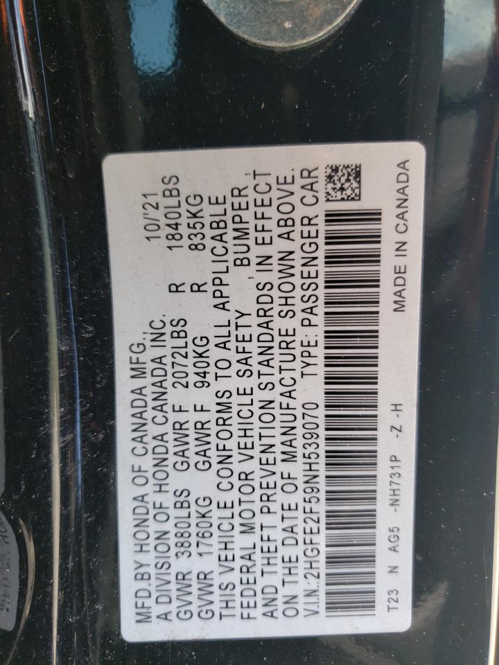 2HGFE2F59NH539070 HONDA CIVIC 2022