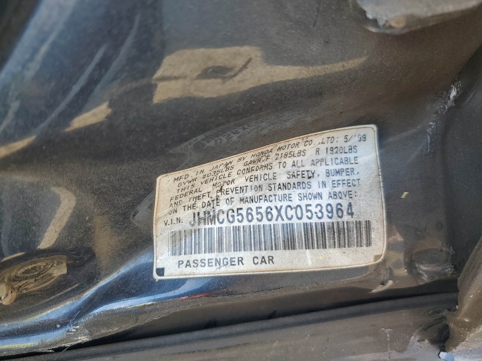 JHMCG5656XC053964 1999 Honda Accord Ex