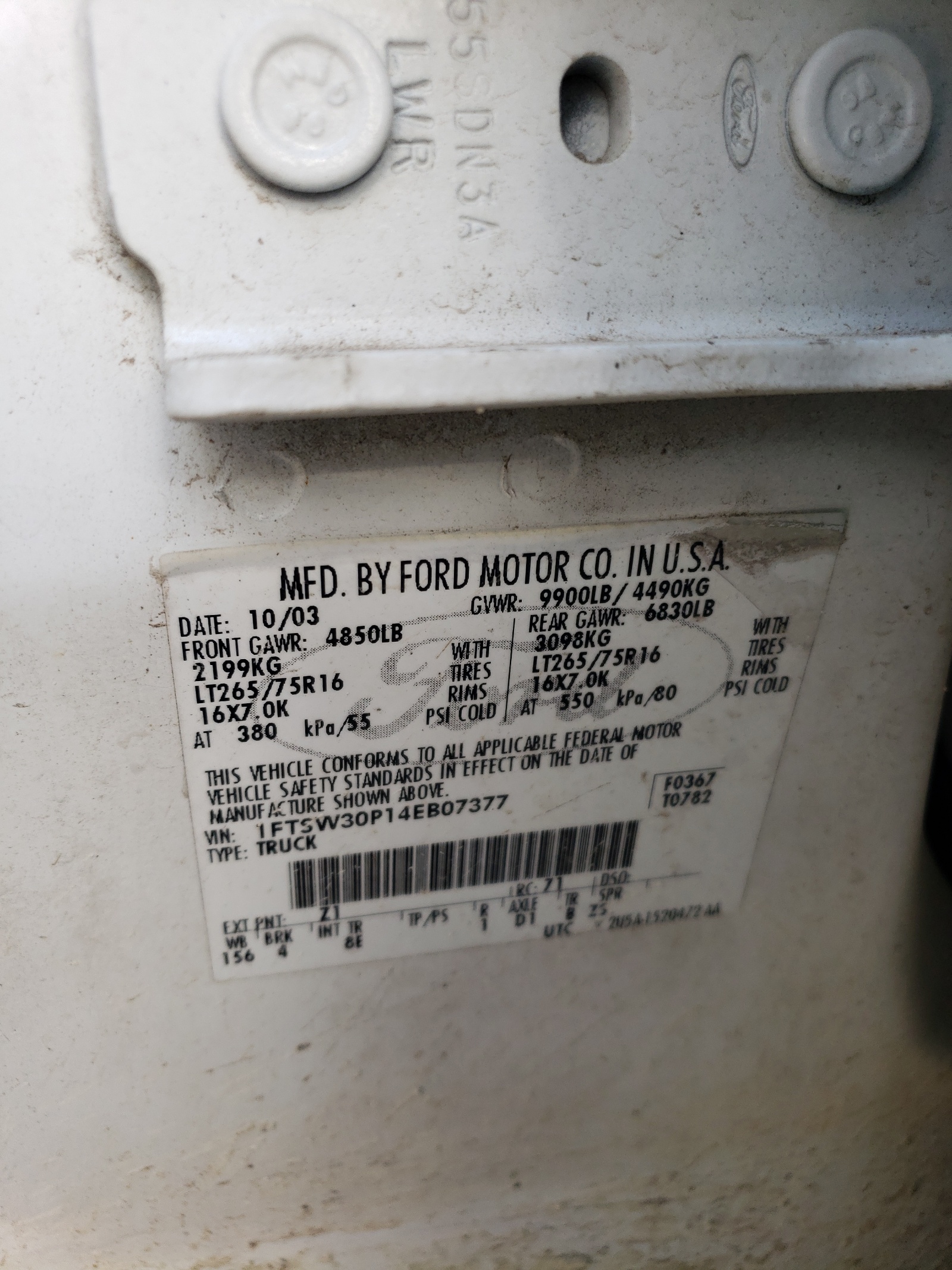 1FTSW30P14EB07377 2004 Ford F350 Srw Super Duty