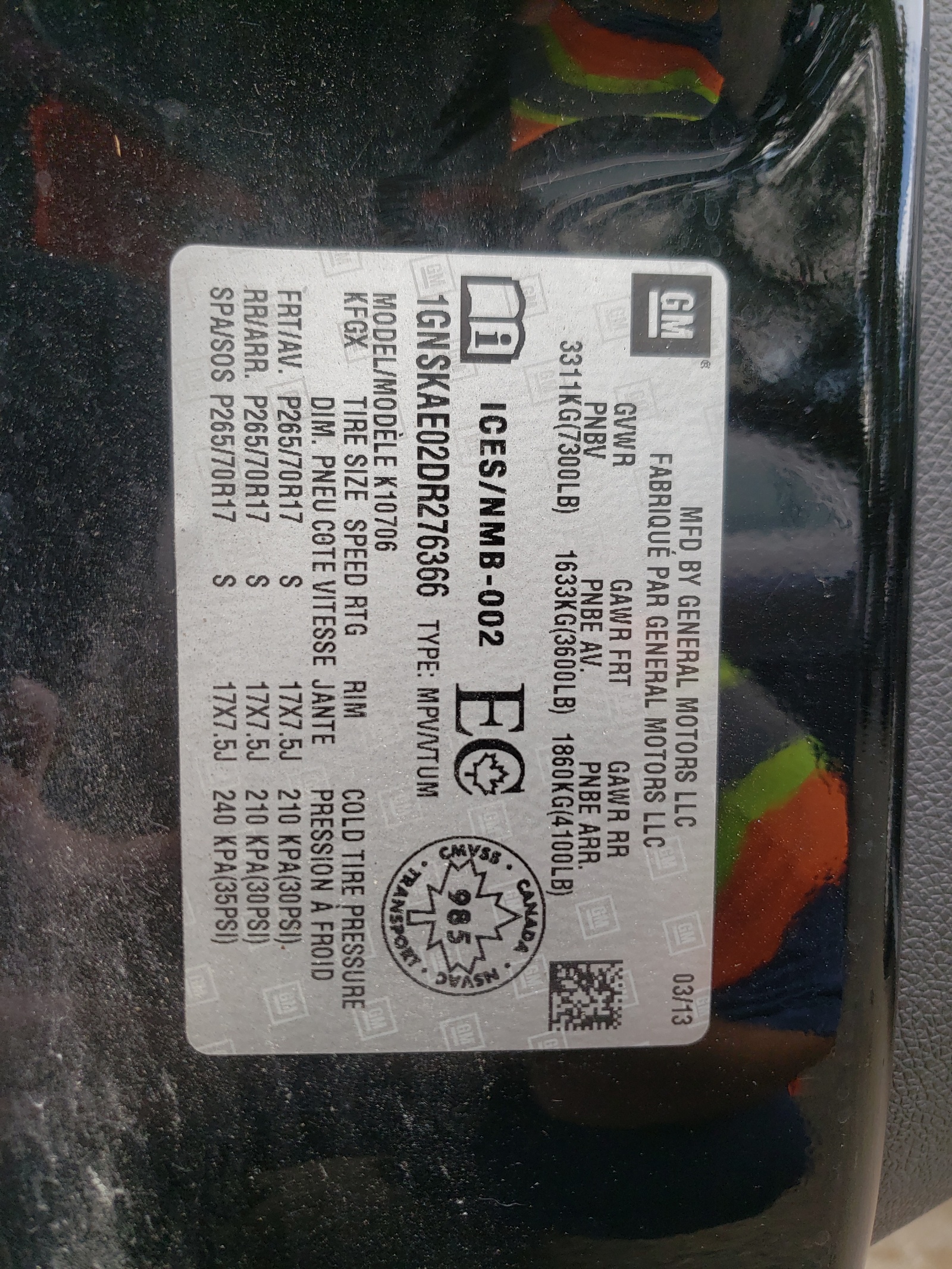 1GNSKAE02DR276366 2013 Chevrolet Tahoe K1500 Ls