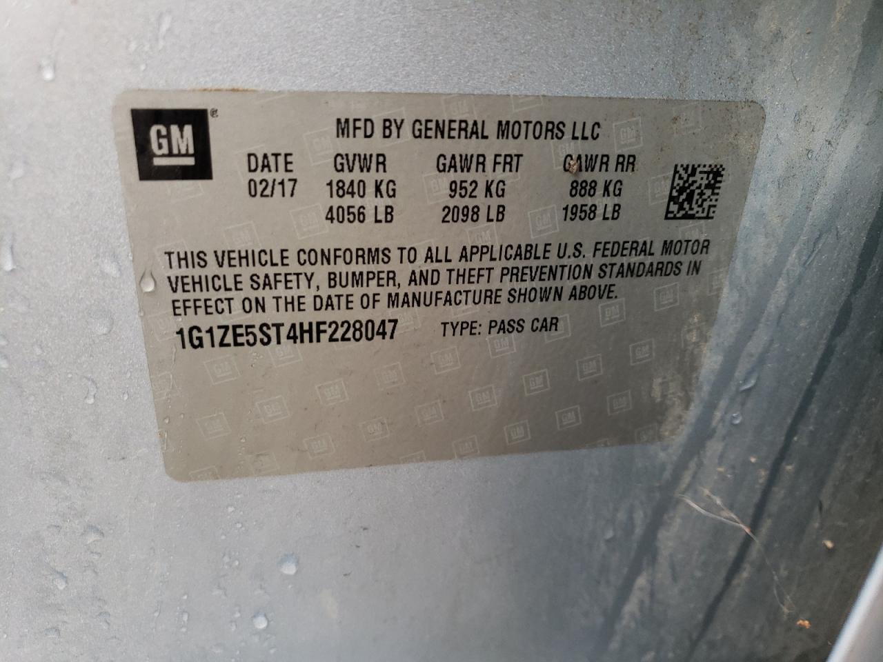 1G1ZE5ST4HF228047 2017 Chevrolet Malibu Lt