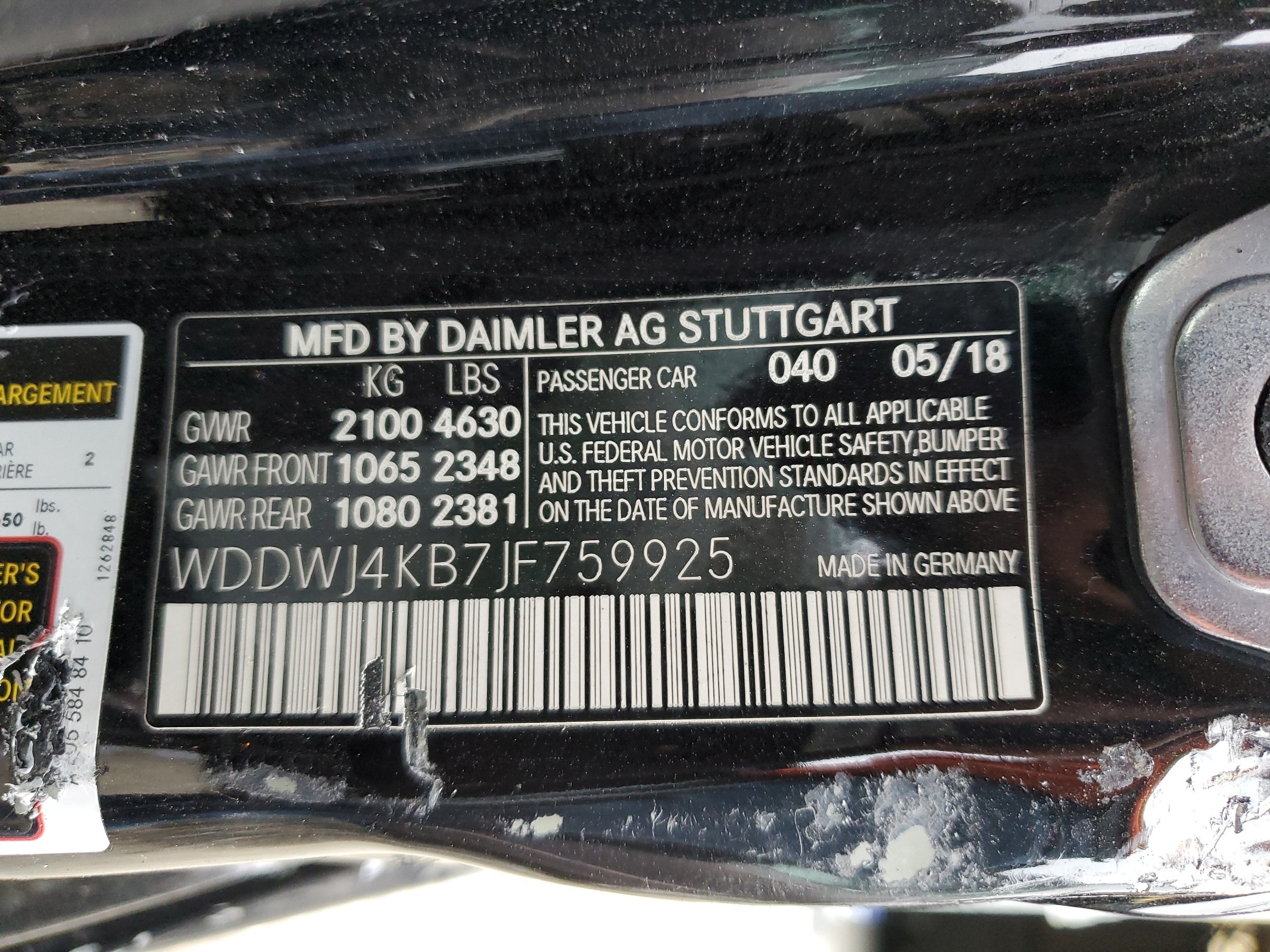 WDDWJ4KB7JF759925 2018 Mercedes-Benz C 300 4Matic