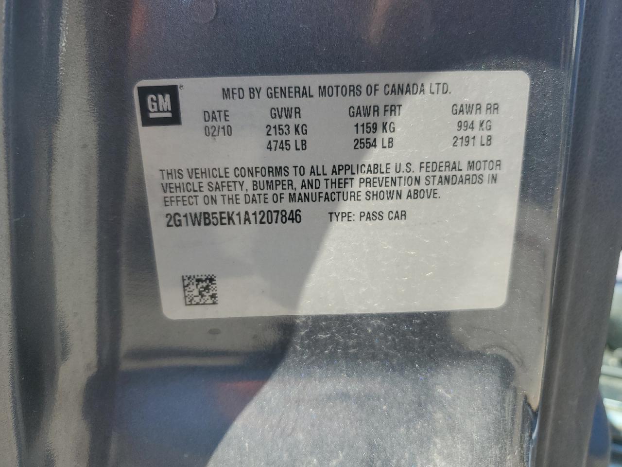 2010 Chevrolet Impala Lt VIN: 2G1WB5EK1A1207846 Lot: 69527313