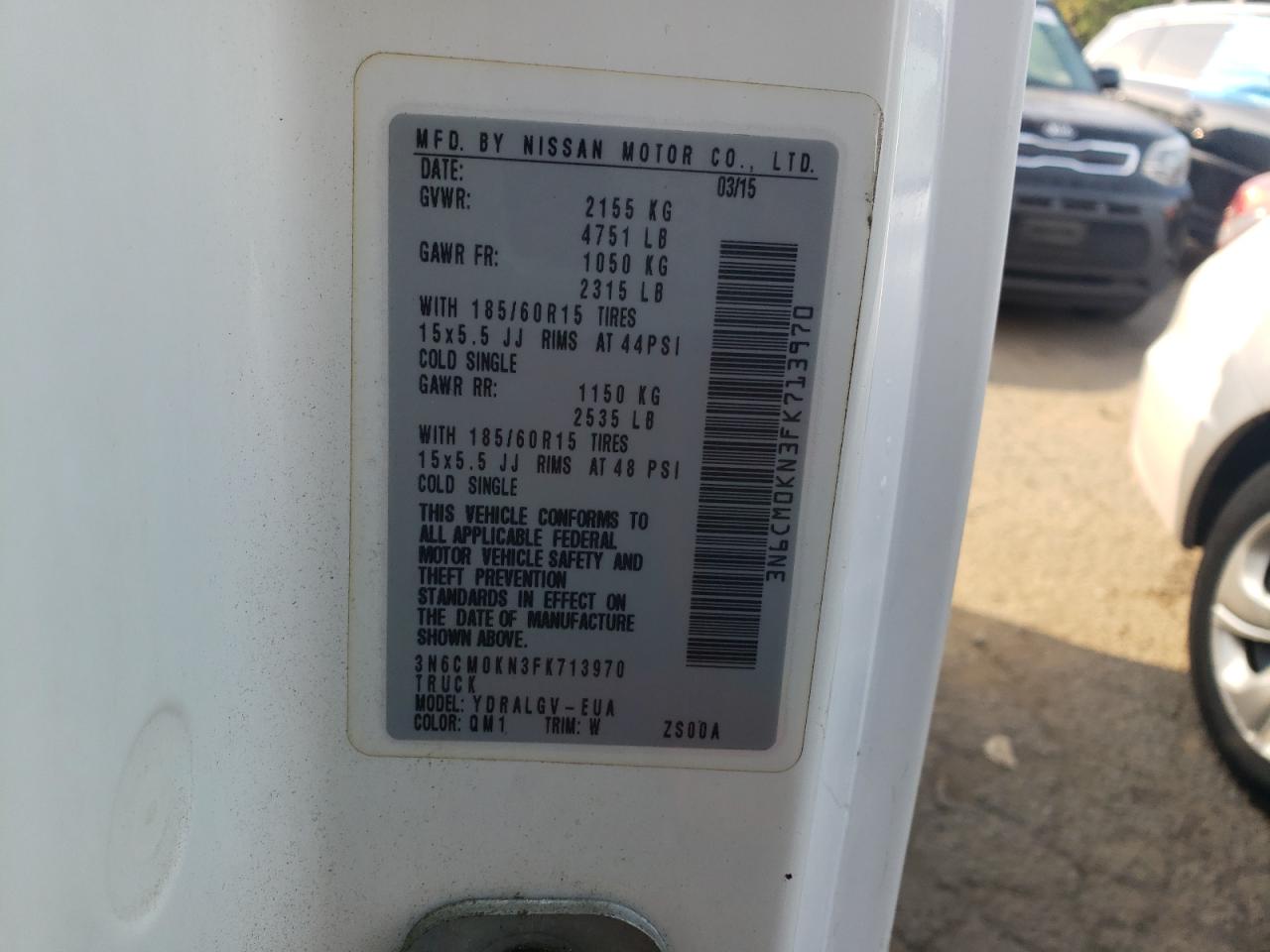 2015 Nissan Nv200 2.5S VIN: 3N6CM0KN3FK713970 Lot: 68199323