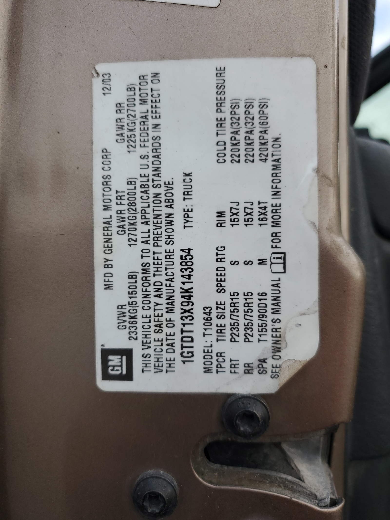 1GTDT13X94K143854 2004 GMC Sonoma