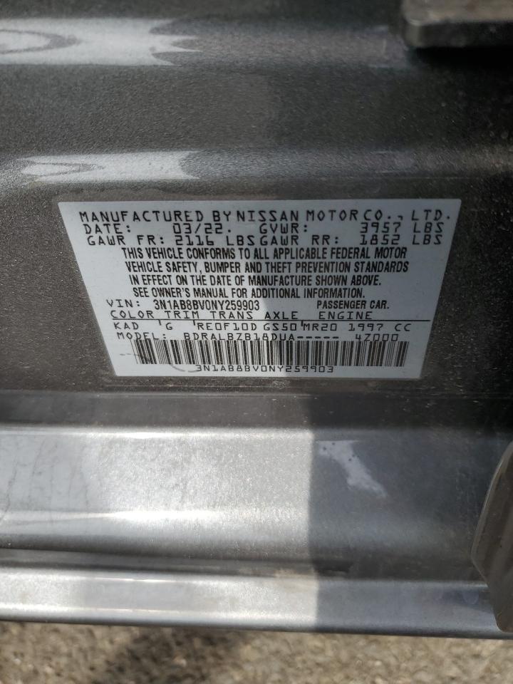 2022 Nissan Sentra S VIN: 3N1AB8BV0NY259903 Lot: 68249913