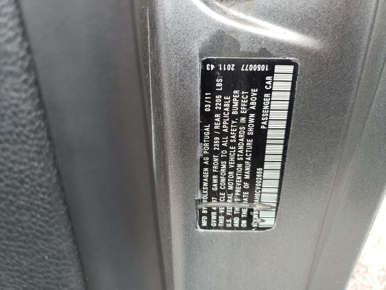 2012 Volkswagen Eos Komfort VIN: WVWBW7AH8CV002655 Lot: 64063274