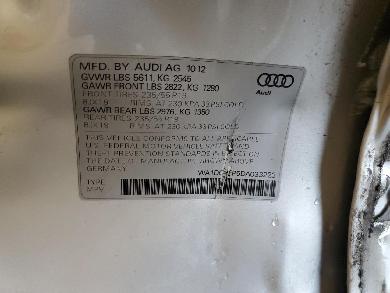 WA1DGAFP5DA033223 2013 Audi Q5 Premium Plus