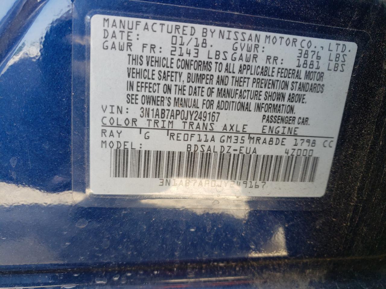 3N1AB7AP0JY249167 2018 Nissan Sentra S