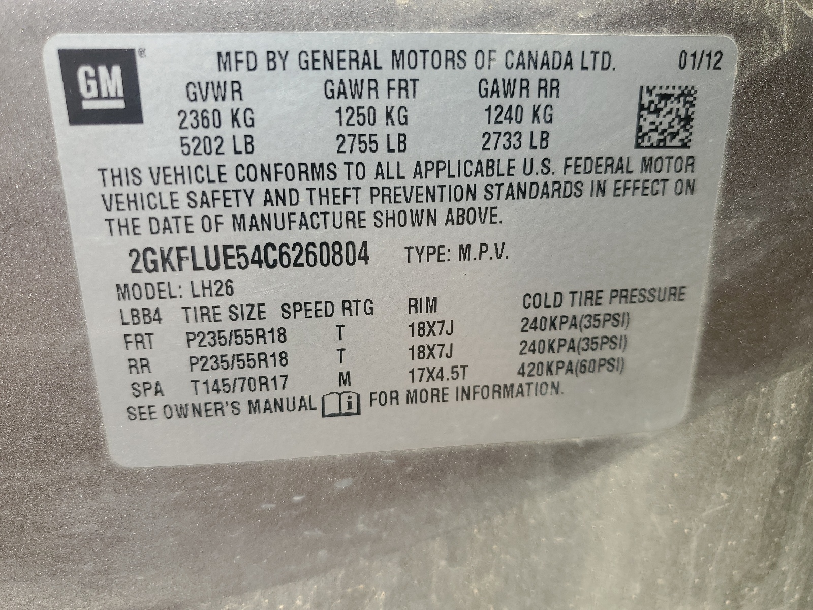 2GKFLUE54C6260804 2012 GMC Terrain Slt