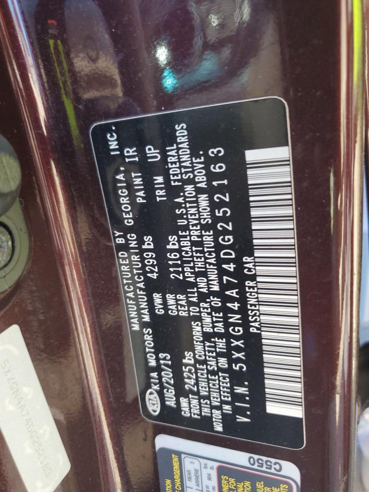 2013 Kia Optima Ex VIN: 5XXGN4A74DG252163 Lot: 66671373