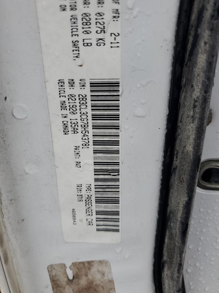 2011 Dodge Charger VIN: 2B3CL3CG7BH543781 Lot: 67469613