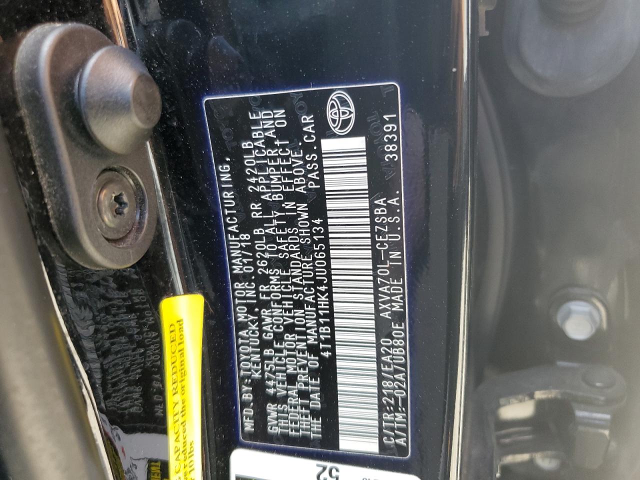 4T1B11HK4JU065134 2018 TOYOTA CAMRY - Image 12