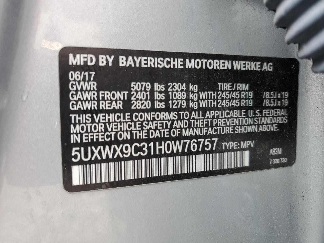 5UXWX9C31H0W76757 2017 BMW X3 - Image 13