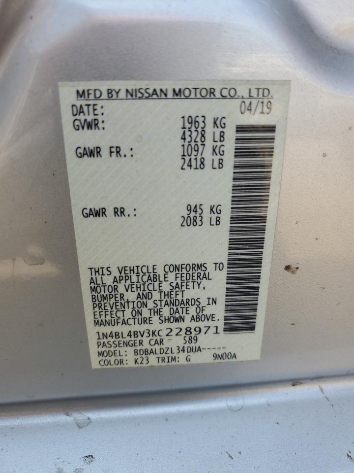 1N4BL4BV3KC228971 2019 Nissan Altima S