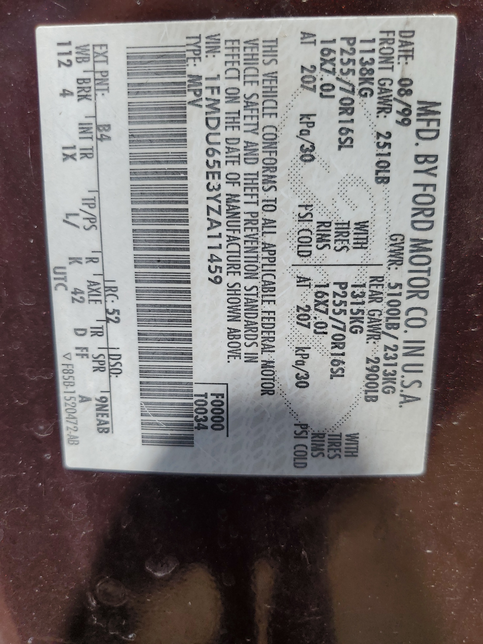 1FMDU65E3YZA11459 2000 Ford Explorer Limited