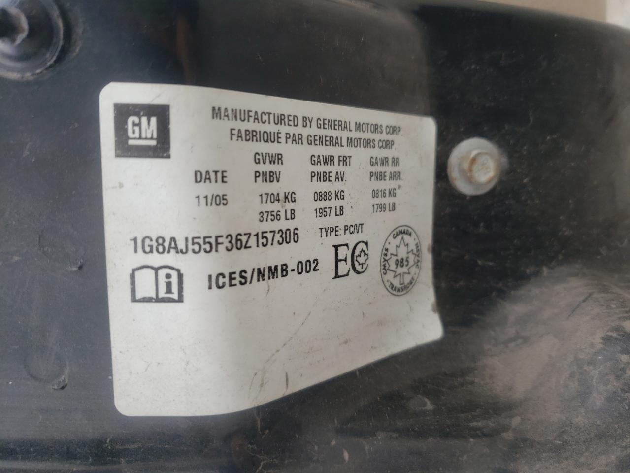 1G8AJ55F36Z157306 2006 Saturn Ion Level 2