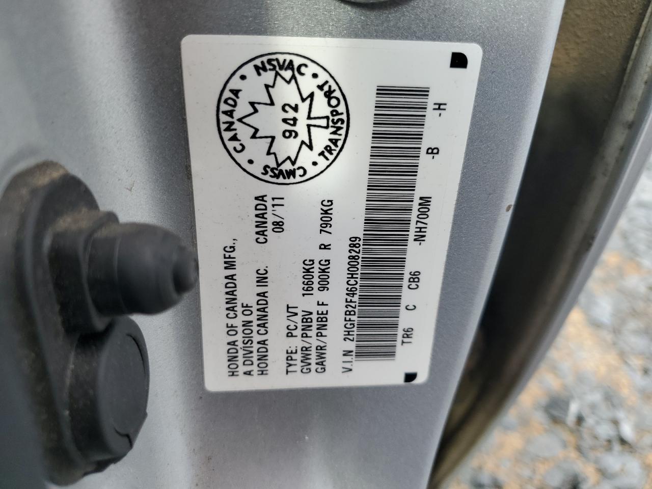 2012 Honda Civic Lx VIN: 2HGFB2F46CH008289 Lot: 68631243