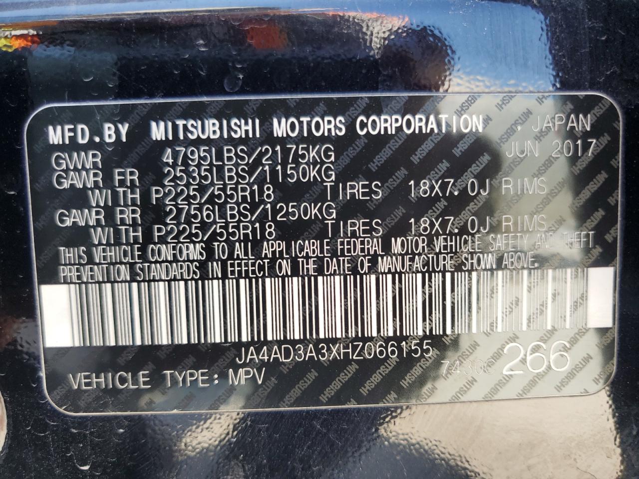 2017 Mitsubishi Outlander Se VIN: JA4AD3A3XHZ066155 Lot: 74204384