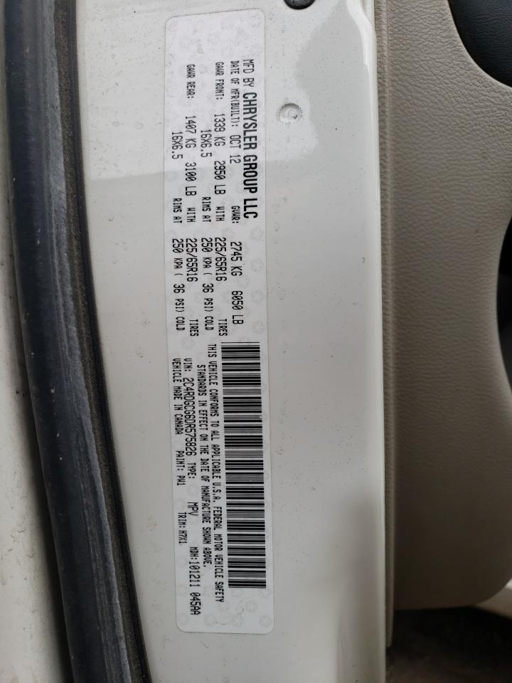 2013 Dodge Grand Caravan Sxt VIN: 2C4RDGCG6DR575826 Lot: 57378454