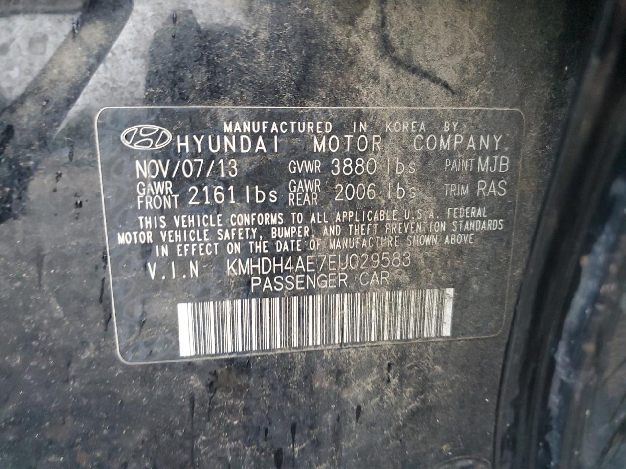 KMHDH4AE7EU029583 2014 Hyundai Elantra Se