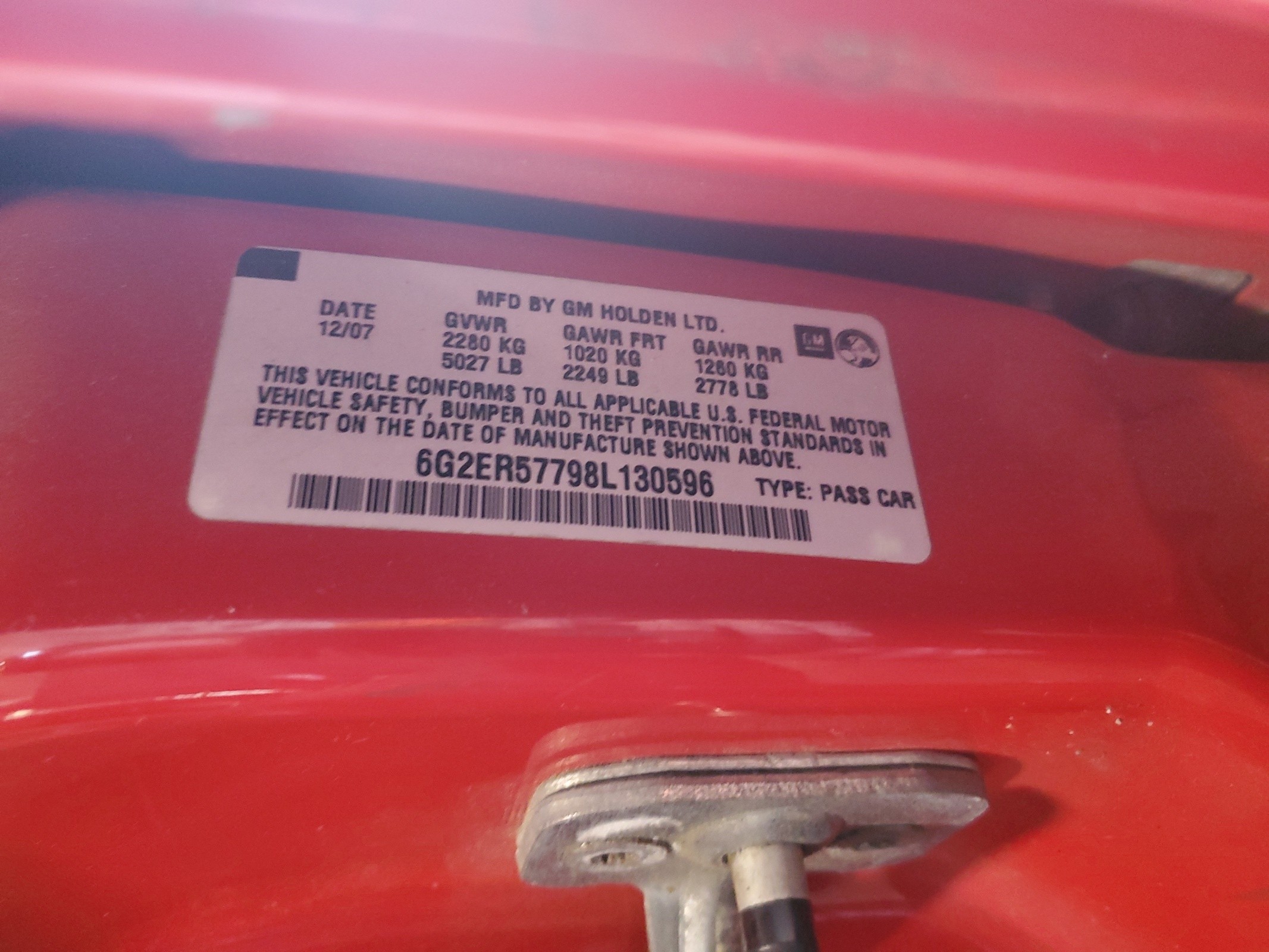 6G2ER57798L130596 2008 Pontiac G8