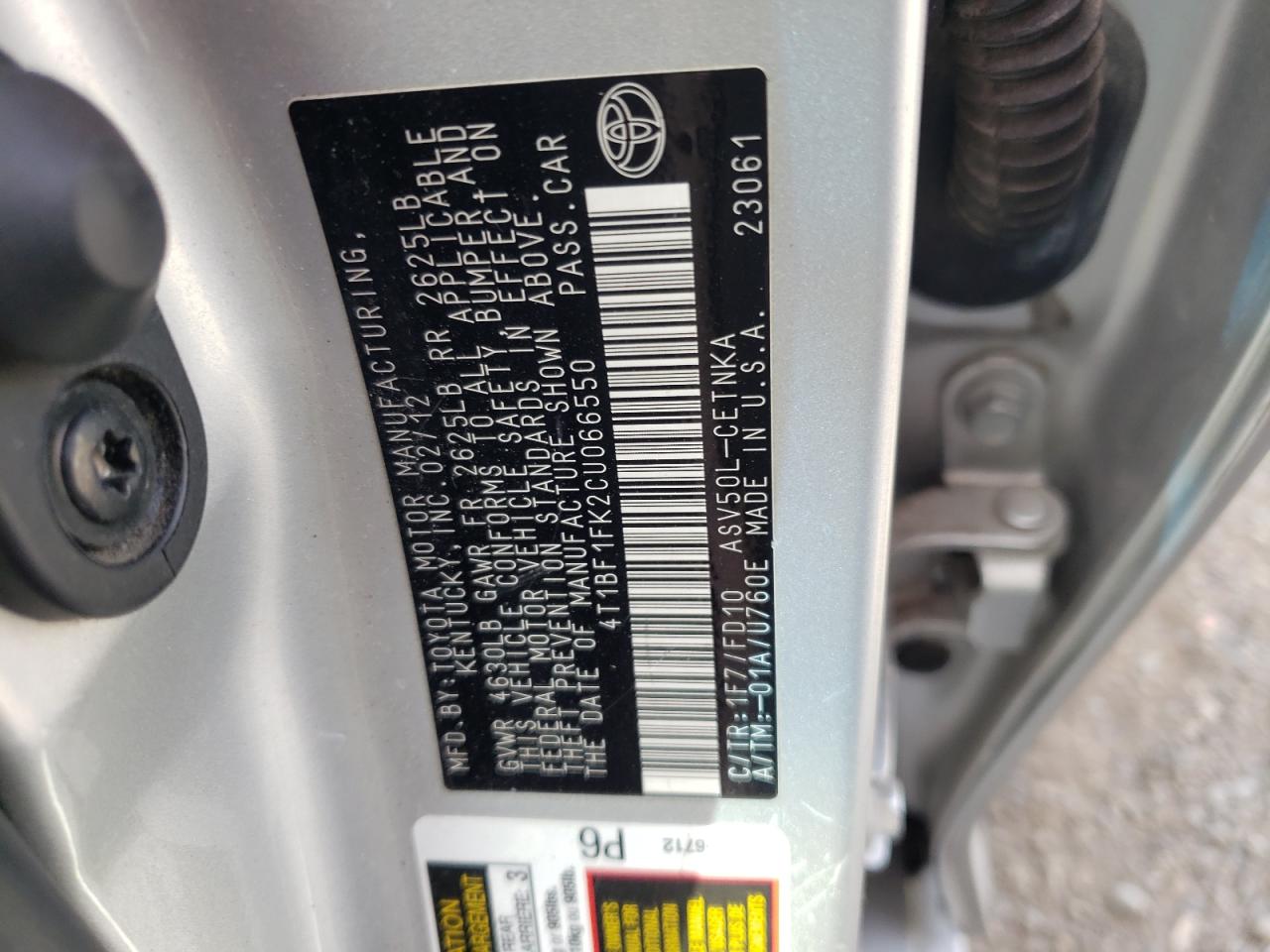 4T1BF1FK2CU066550 2012 Toyota Camry Base