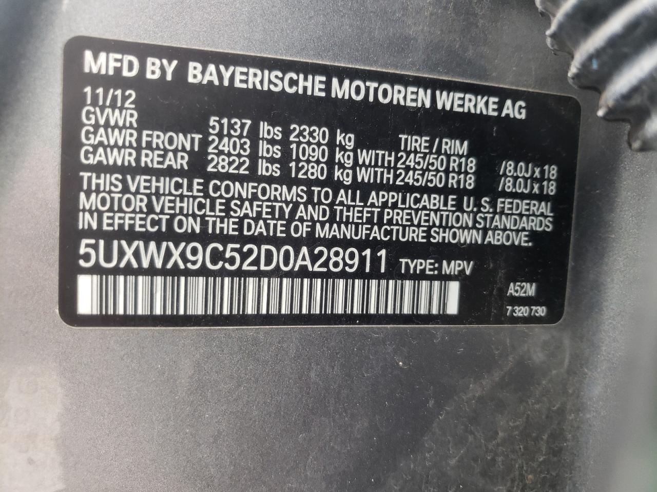 5UXWX9C52D0A28911 2013 BMW X3 xDrive28I