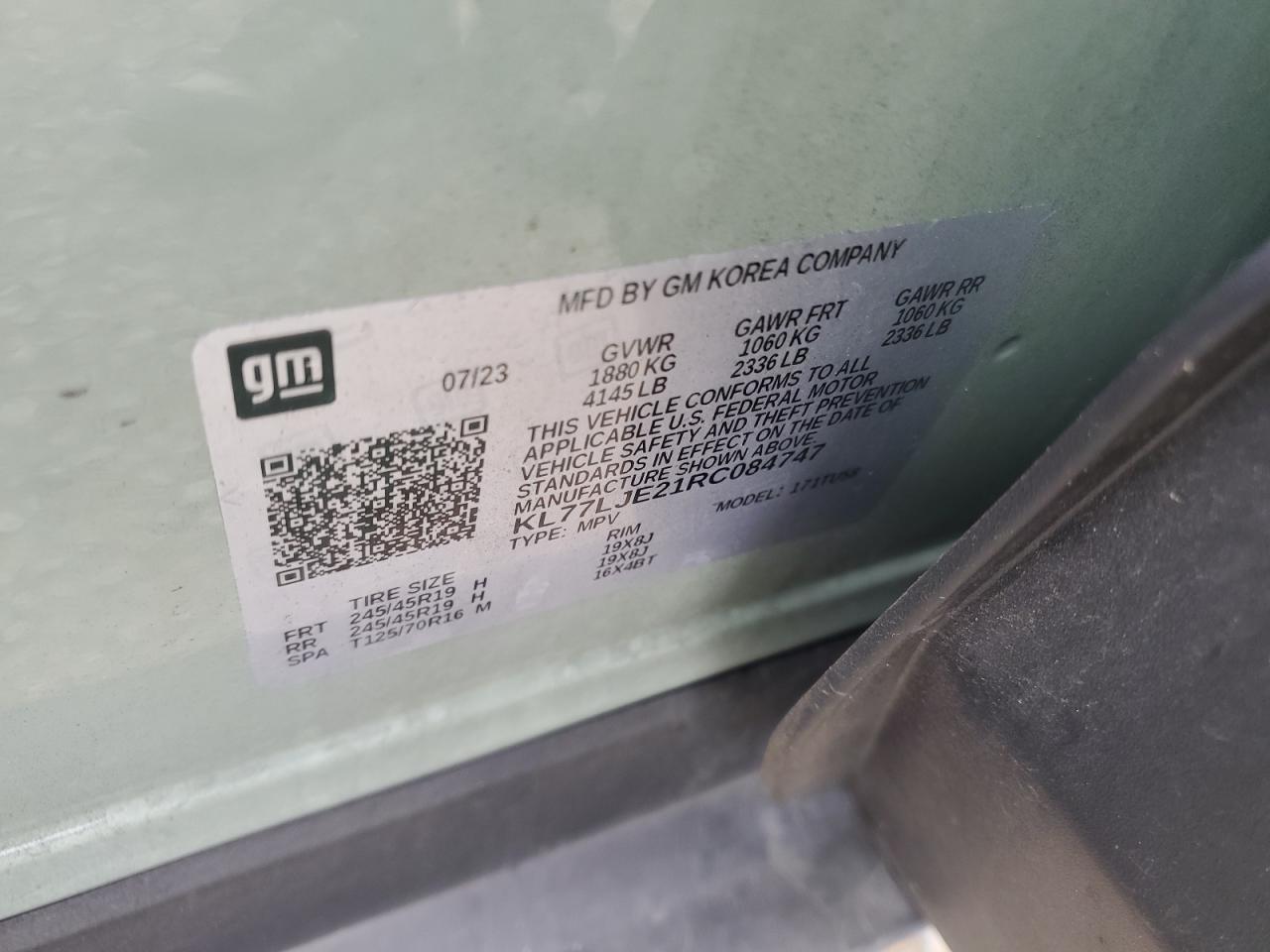 2024 Chevrolet Trax 2Rs VIN: KL77LJE21RC084747 Lot: 71552254