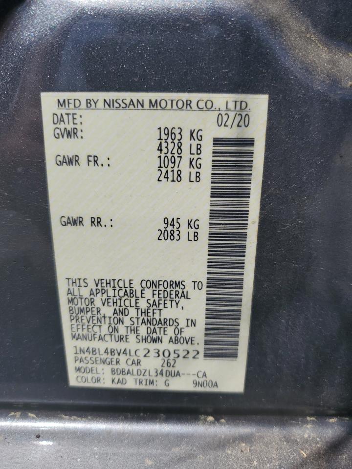 1N4BL4BV4LC230522 2020 Nissan Altima S