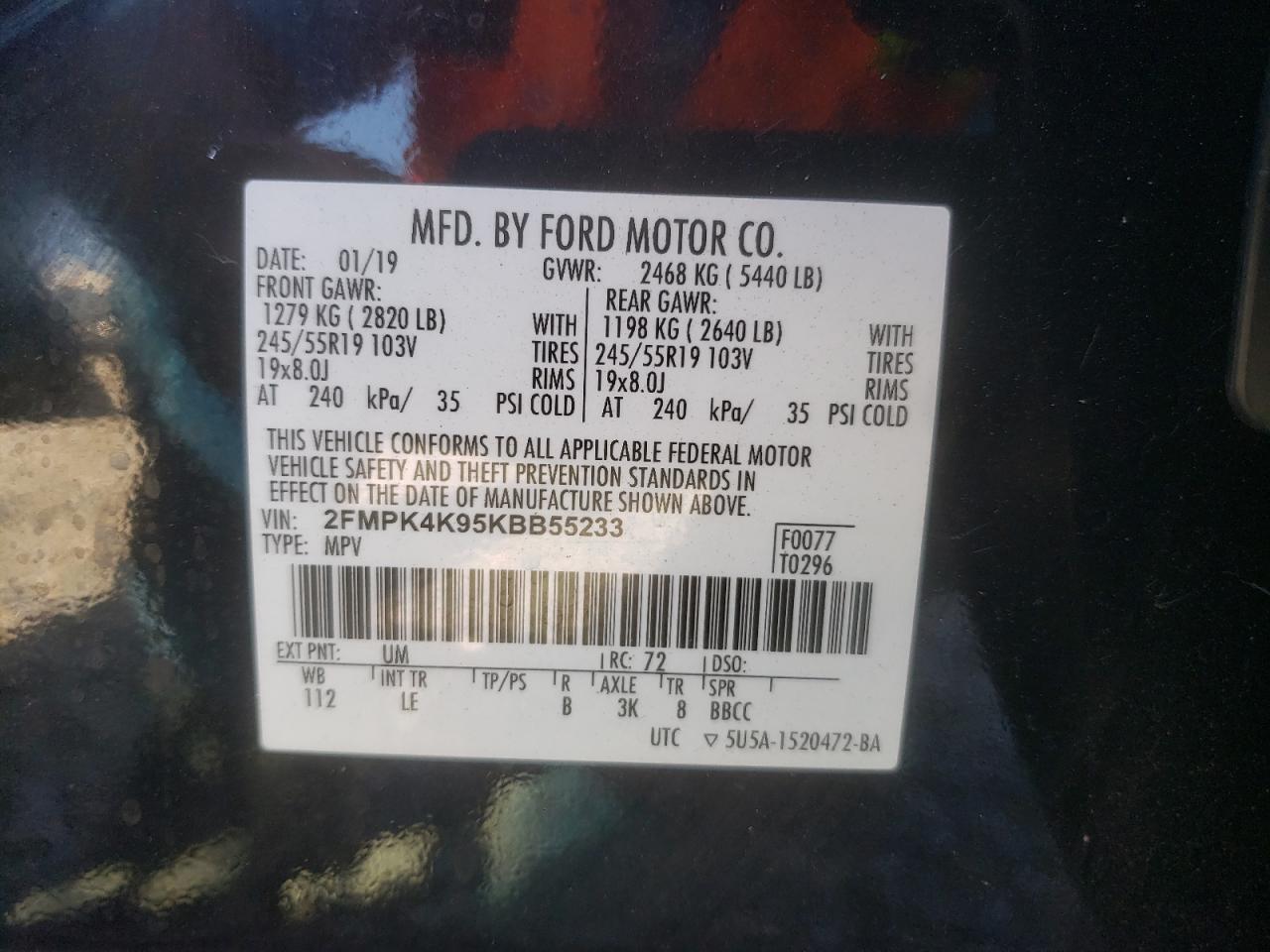 2FMPK4K95KBB55233 2019 FORD EDGE - Image 15