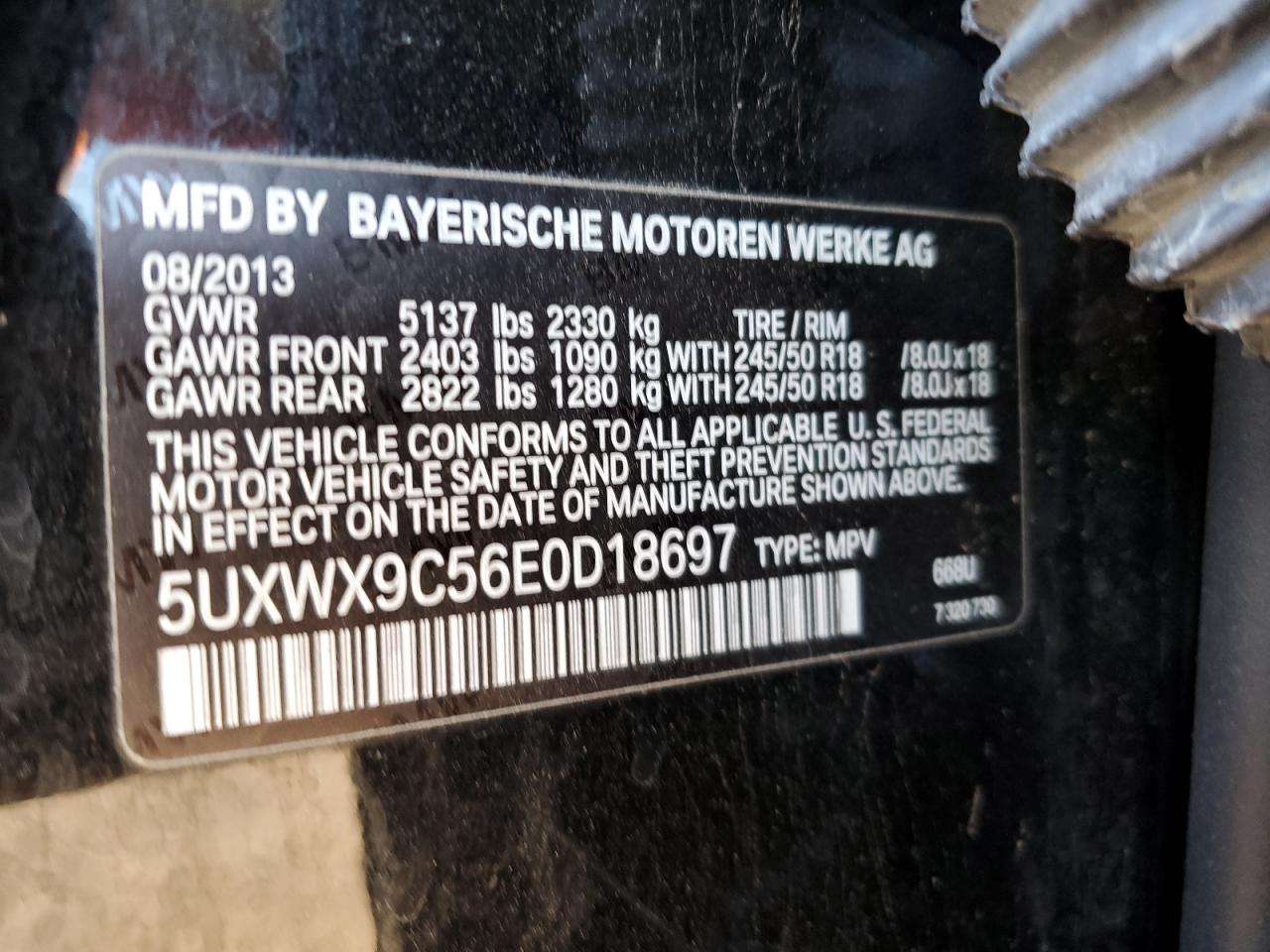 5UXWX9C56E0D18697 2014 BMW X3 xDrive28I