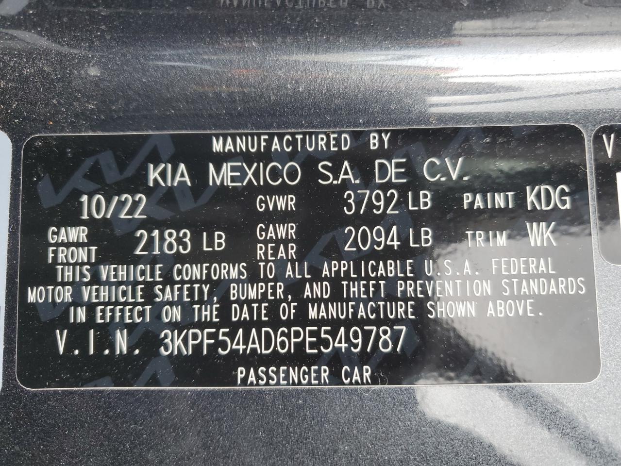 3KPF54AD6PE549787 2023 Kia Forte Gt Line